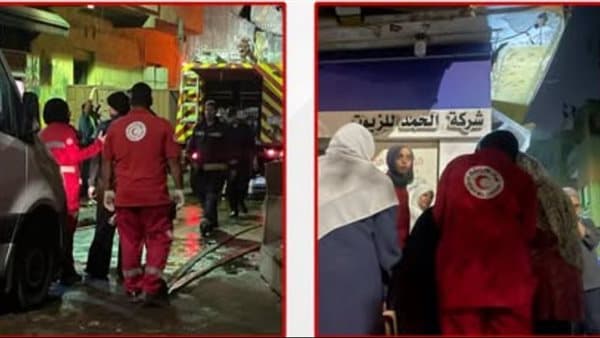 الهلال الأحمر يتعامل مع حريق بمصر القديمة