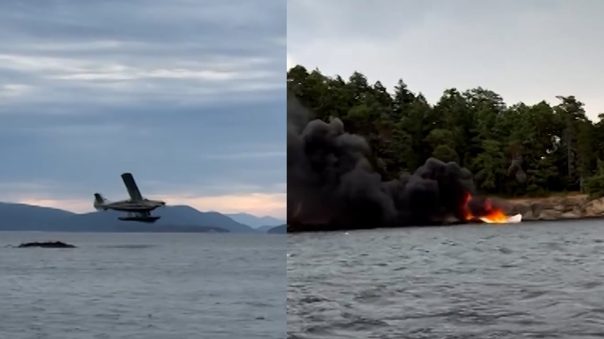 Seaplane Emergency Landing and Fire