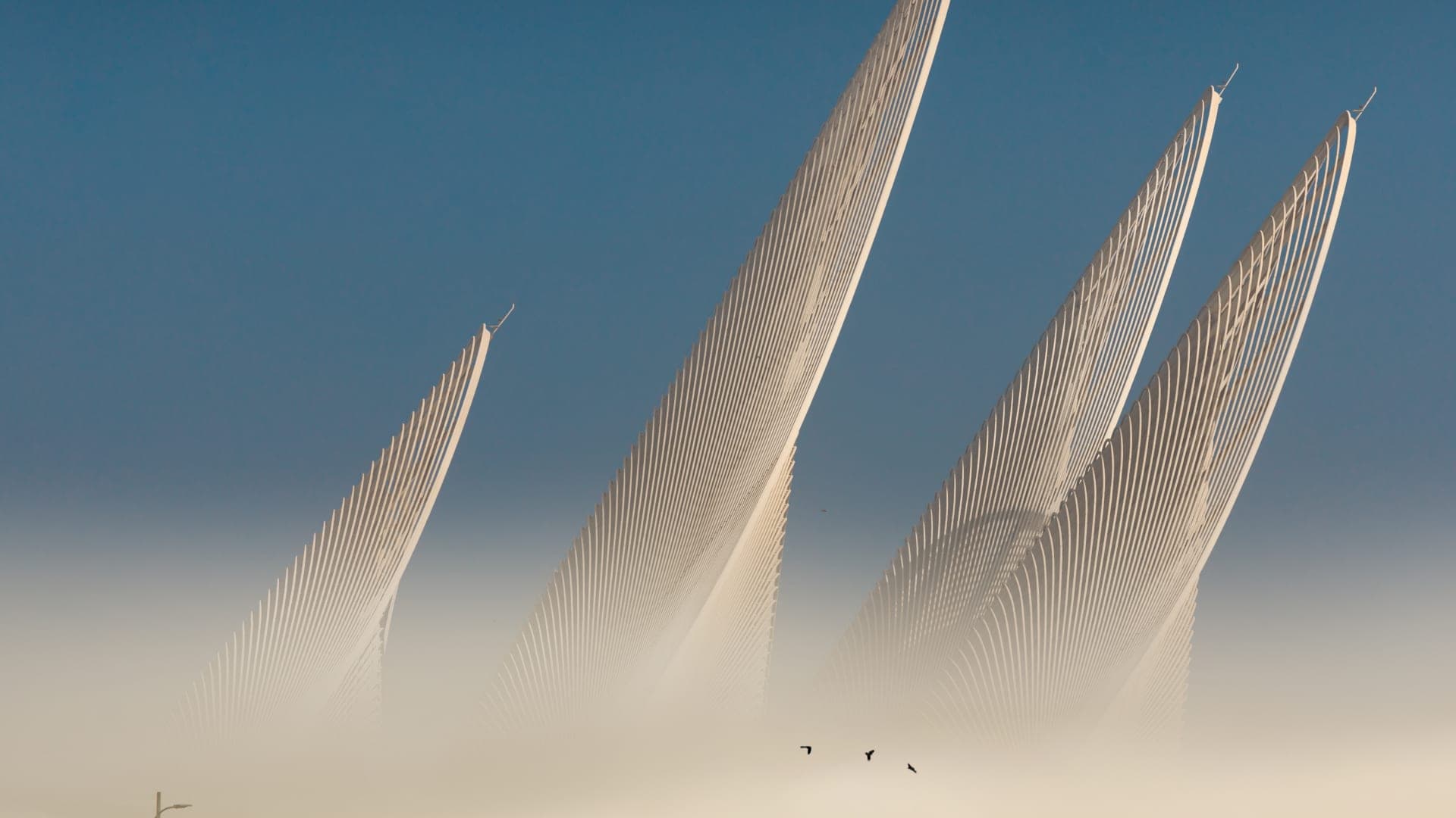 Abu Dhabi's Zayed Museum in fog