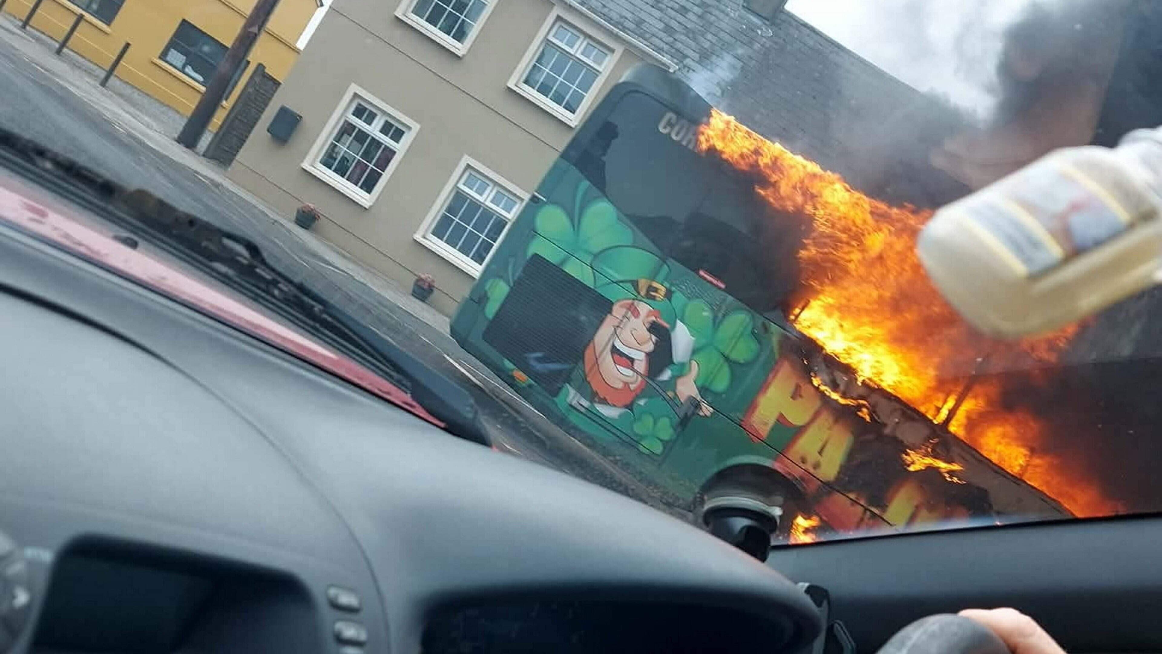 Tourist bus fire in Kerry village