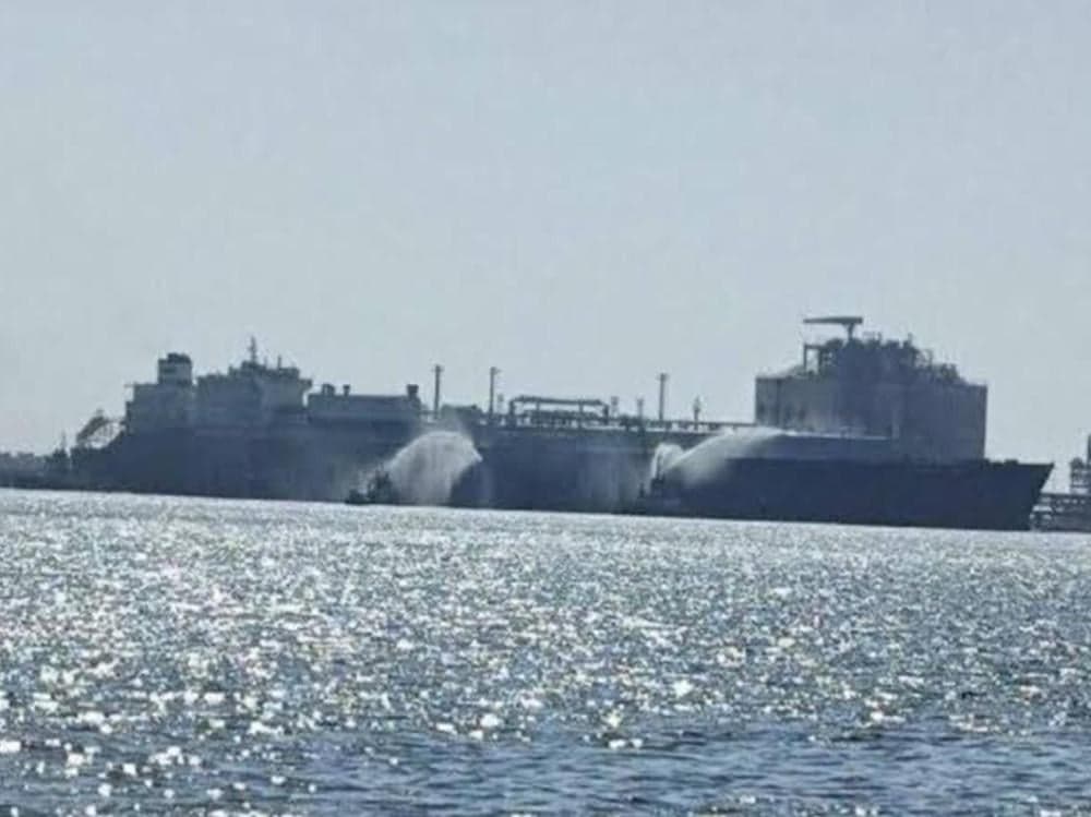 Egypt Port Damietta Fire by Drone